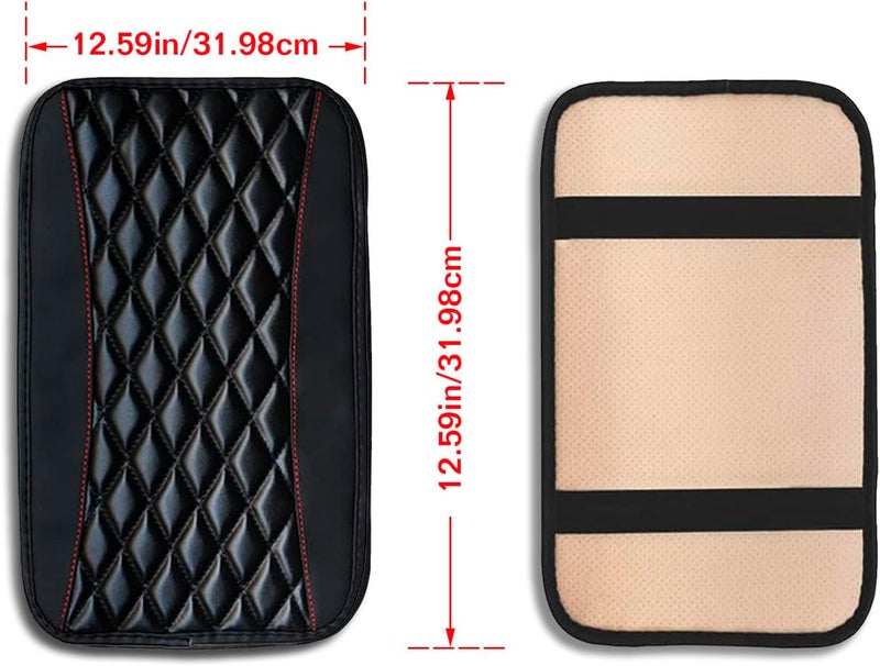 Couslcd Auto Center Console Pad, Universal Waterproof Armrest Seat Box Cover, Car Interior Accessories, Leather Auto Armrest Cover Protector for Most Vehicle, SUV, Truck (Black) - Image 2